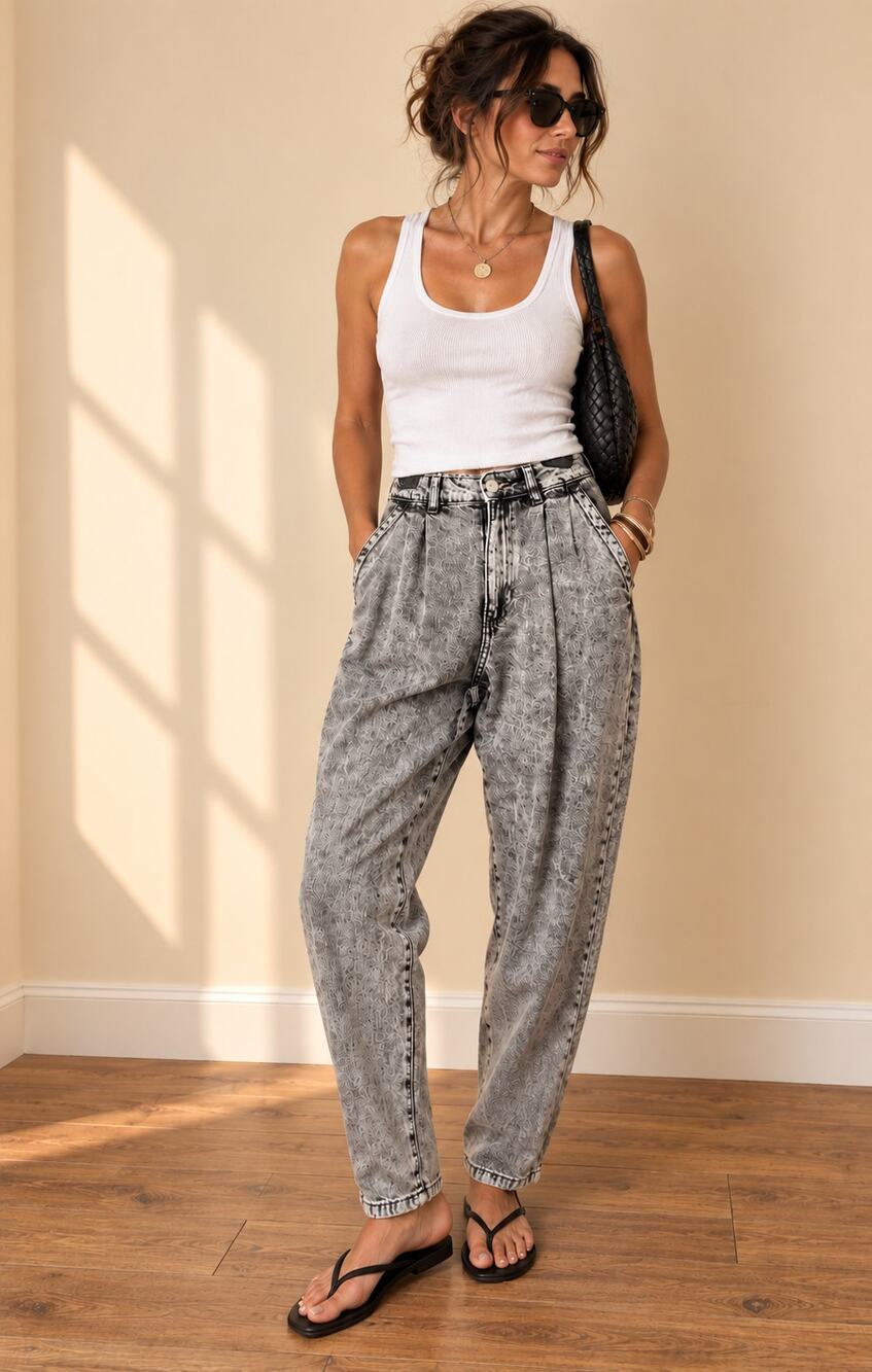 Garage ’80s Mom Jeans Size 00 Black Acid Wash High Rise Pleated Tapered Denim